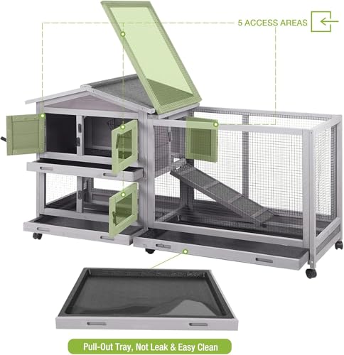 Large Rabbit Hutch with Wheels
