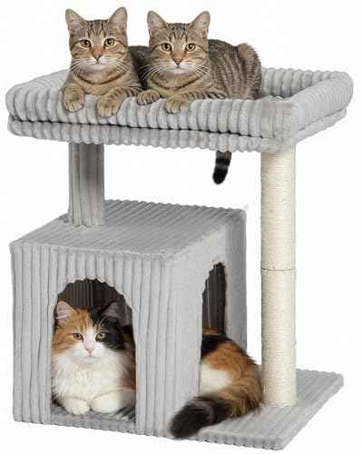 22.8" Cat Tree for Large Cat (Light Gray)