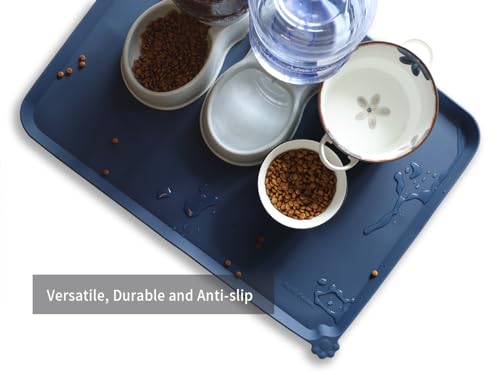 X Large Silicone Pet Food Mats (28"L x 20"W / Indigo Ink)