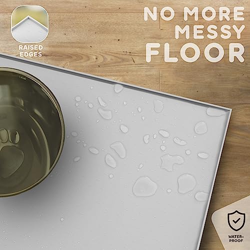 Dog Food Mat 24x15 Raised Edges Dogs Mat for Food and Water Prevent Spill (24" x 15" / Mist)