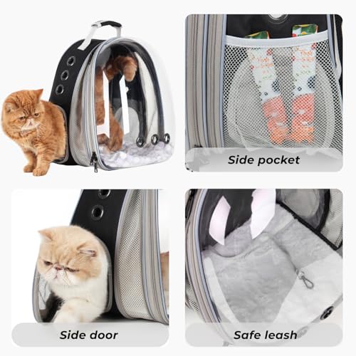 Expandable Bubble Cat Carrier Backpack (Front Expandable-Black)