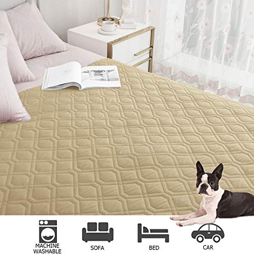 Waterproof Dog Bed Cover Pet Blanket for Furniture Bed Couch Sofa Reversible (68x82 Inch (Pack of 1) / Beige+Lightgrey)
