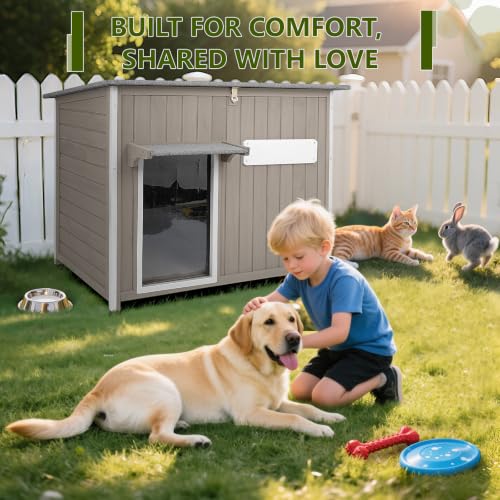 43.3" L XL Outdoor Wooden Dog House for Medium to Large Dogs
