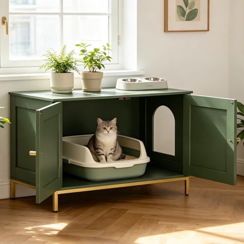 35.4" L Cat Litter Box Enclosure with Metal Frame (35.4"L / Green)