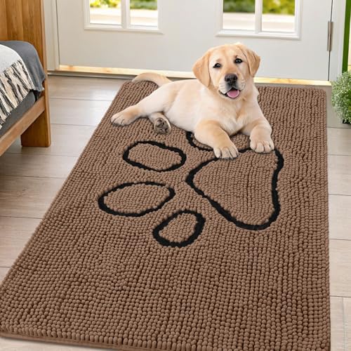 Dog Door Mat for Muddy Paws (47"X32" / Coffee and Black)