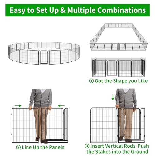 Dog Playpen Outdoor Extra Wide 32 Panels Heavy Duty Dog Fence 40" (32"W x 40"H)
