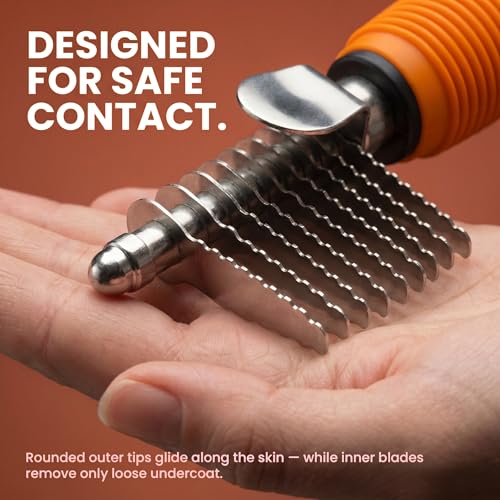 Poodle Dematting Fur Rake Comb Brush for Dogs and Cats (Orange / Dematting Comb)