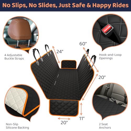 Dog Car Seat Cover for Back Seat (Orange / XL (64"x60"))