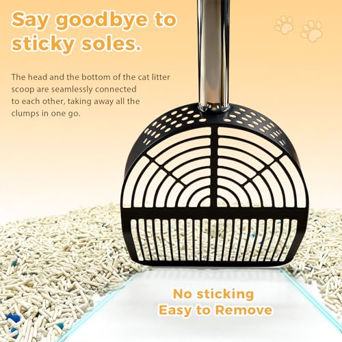 Cat Litter Scoop Deep Shovel (Long Handle-For particles up to 3 mm / Black)