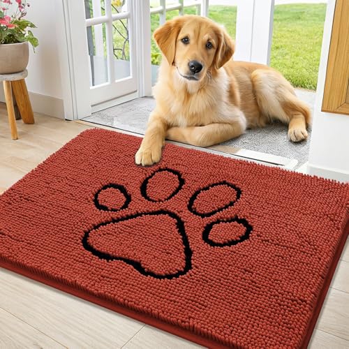 Dog Door Mat for Muddy Paws (36"X24" / Maple Red and Black)