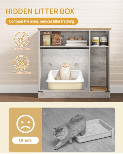 Cat Litter Box Enclosure (Greige / 31.5"L × 18.9"W × 29.5"H)
