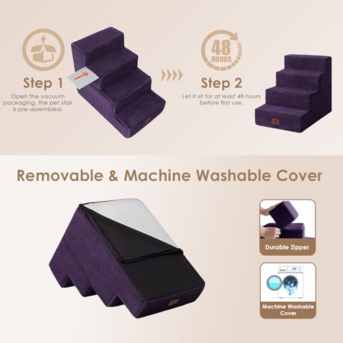 Dog Stairs for Bed 18" H (Purple / Standard 15" x 24" x 18")