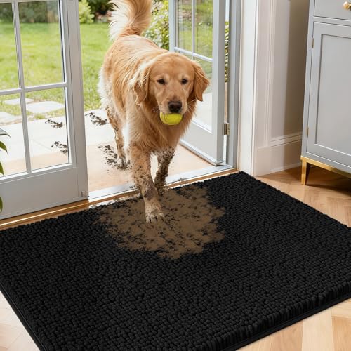 Dog Door Mat for Muddy Paws (Black / 30" x 20")