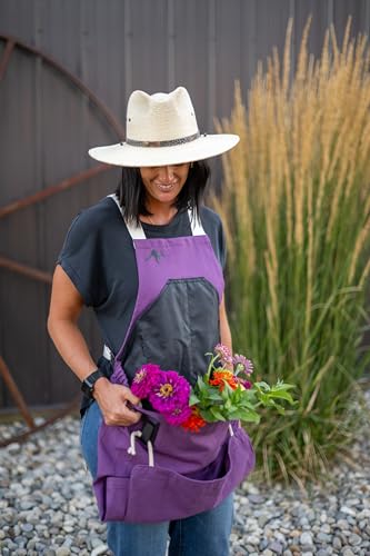 Roo Gardening Apron with Pockets for Women & Men (Roo-full Size / Purple Orchid)