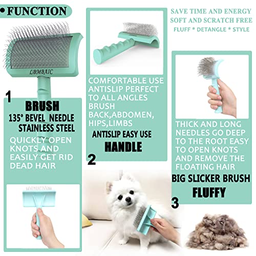 Dog Slicker Bursh for Goldendoodles Toy Poodles Fluff Shedding (green)
