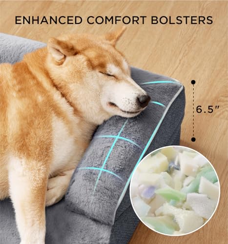Orthopedic Dog Bed for Large Dogs (Grey / 38.0"L x 28.0"W x 6.5"Th)