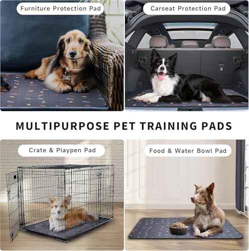 Washable Pee Pads for Dogs Large 24" x 72" 2 (Leaves - Deep Grey / Runner 24x72 Inch (Pack of 2))