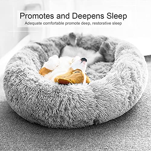 Dog Bed Cat Calming Bed (Light Grey / 36.0"L x 36.0"W x 7.0"Th)