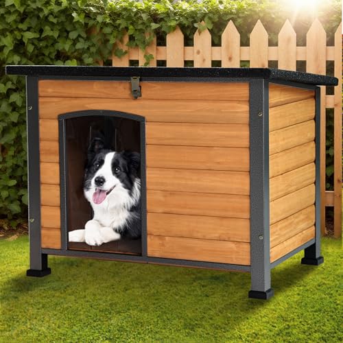 33.5’’ Dog House Outdoor Weatherproof Dog Kennel with Upgraded Thickened Metal Frame (Dog House)