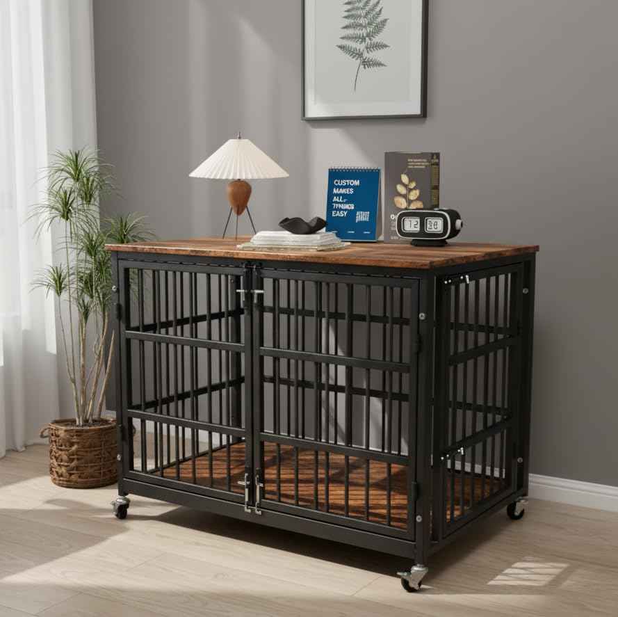 48" Dog Crate Furniture (Black)