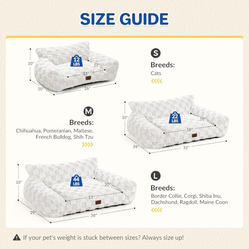 Cat Bed Cats Couch for Puppy and Kitten (White / 26x20x10")