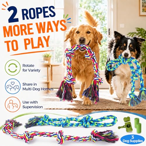 Tough Dog Rope Toys for Aggressive Chewers (Colorful)