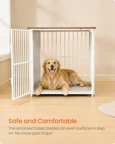 48" Dog Crate Furniture (Rustic White + Honey Brown / 48.0"L x 29.0"W x 29.0"H)