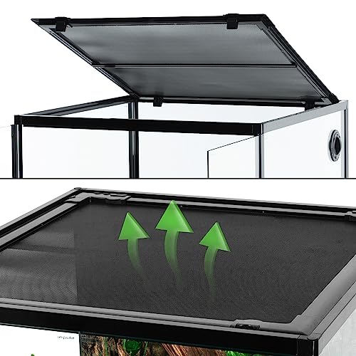 REPTIZOO 90 Gallon Reptile Terrarium 24" x 24" x 36" Large Glass Reptile Tank (24" x 24" x 36")
