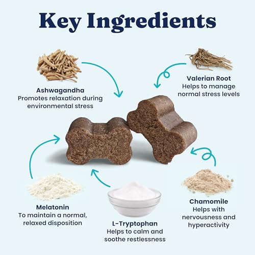 Calming Chews for Dogs with Melatonin for Storms & Travel (60 Count)