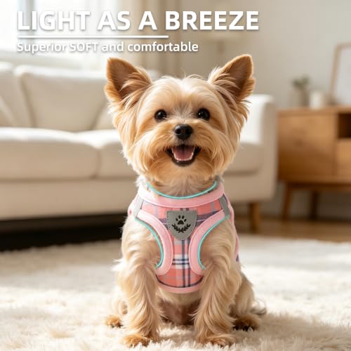 Dog Harness Collar and Leash Set No Pull for Small Medium Sized (Pink / XL (CHEST 20"-22"))