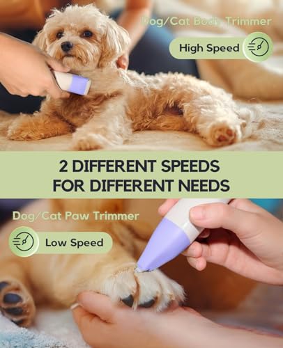 4 in 1 Rechargeable Dog Clippers Grooming Kit with 2 Speeds and Low Noise (Purple)