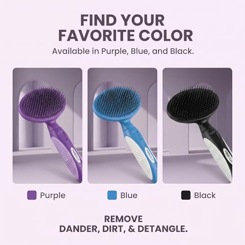 Round Bristle Pet Brush for Dogs and Cats (Purple)