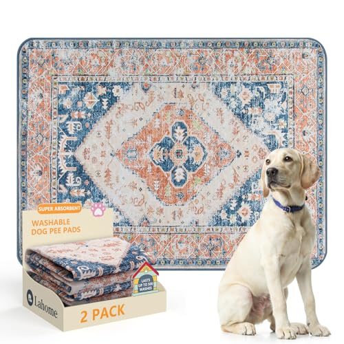 Reusable Washable Puppy Pads (Beige Blue / 3FT x 4FT (Pack of 2))