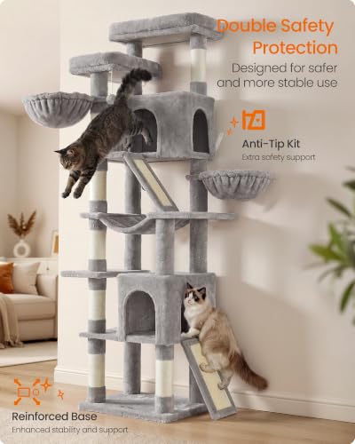 Large Cat Tree (Dove Gray / 21.6"L x 17.7"W x 81.1"H)