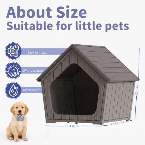 Outdoor Dog House for Small Dogs (Grey / XSmall Dog: 22.8 Inch)