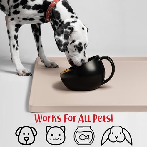 Dog Food Mat Waterproof Dog Bowl Mat for Food and Water (XX-Large: 32" x 24" / Vanilla)