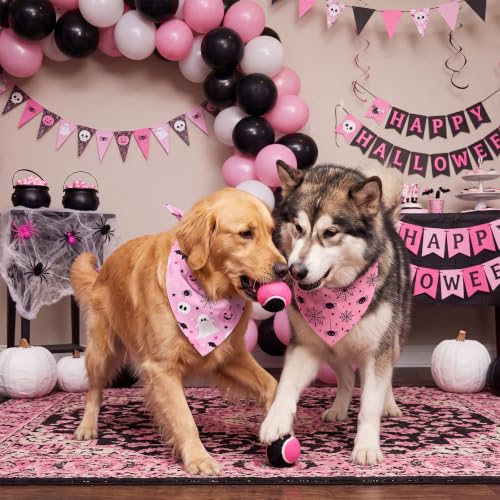 50 Pink Halloween Dog Bandana Bulk for Large Dog Lover Gift (Halloween Pink / 31.5 x 21.7 x21.7 Inch)