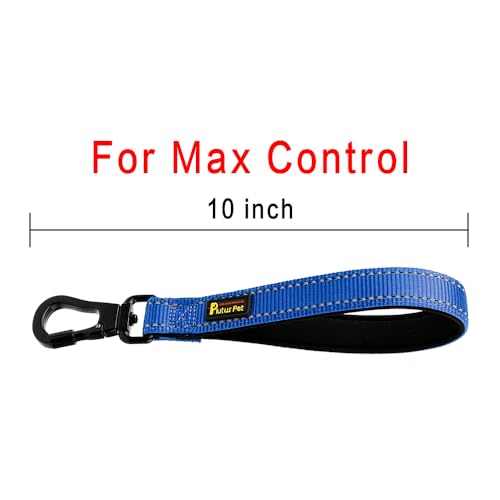 Short Dog Leash with Padded Handle for Medium Large Dogs (Royal Blue / 10 Inch (Pack of 1))