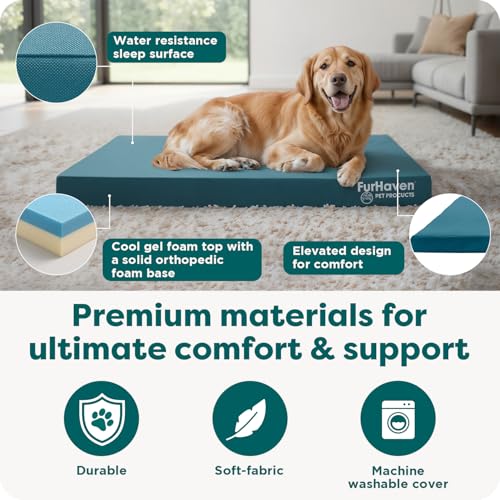 Water Resistant Orthopedic Dog Bed for Large Dogs (Large / Deep Lagoon)