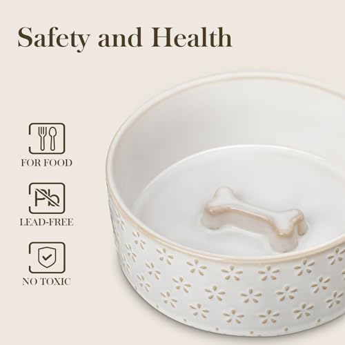 Ceramic Dog Food Bowl (Five-leaf Grass / 4 Cups)