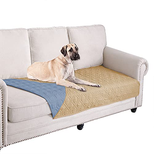 Waterproof Dog Bed Cover Pet Blanket for Furniture Bed Couch Sofa Reversible (40x70 Inch (Pack of 1) / Sand+stoneblue)