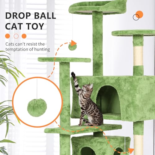 54in Cat Tree Tower for Indoor Cats (54in / Green)