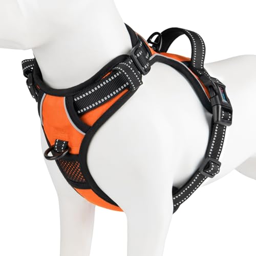 No Pull Dog Harnesses for Small Puppies Reflective Adjustable (Small / Orange)