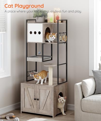 Cat Tree with Litter Box Enclosure