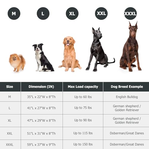 Elevated Dog Bed for Outdoor (Grey / 47"L x 29"W x 8"Th)