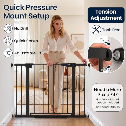 30 43" Baby Gate for Doorways (Black / 30"-43" W x 30.5" H)