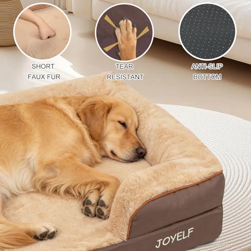 Orthopedic Dog Bed for Large Dogs Waterproof Washable Cover 43" X 32" Coffee (X-Large - 43''x32''x8'' / Sofa Style-Coffee)