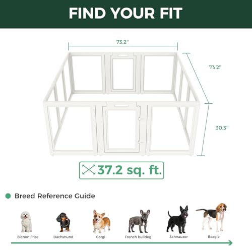 AuraSpace Clear Acrylic Indoor Dog Playpen (White / 30"H)