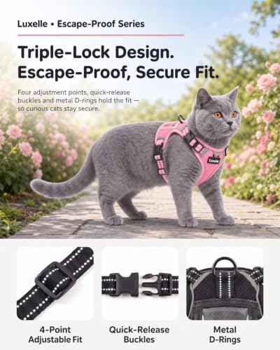 Escape Proof Cat Harness and Leash Set (Pink / M)