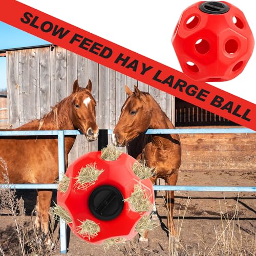 15.75" Extra Large Slow Feed Hay Ball for Horses (Red)